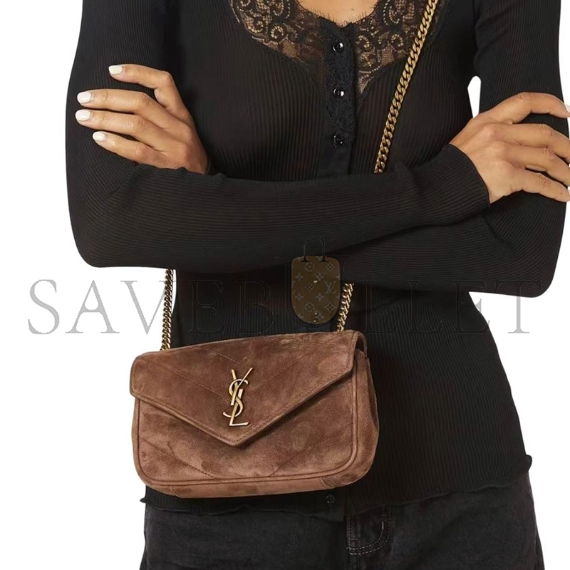 YSL LOULOU MINI IN SUEDE 821749 (20*12*5cm)